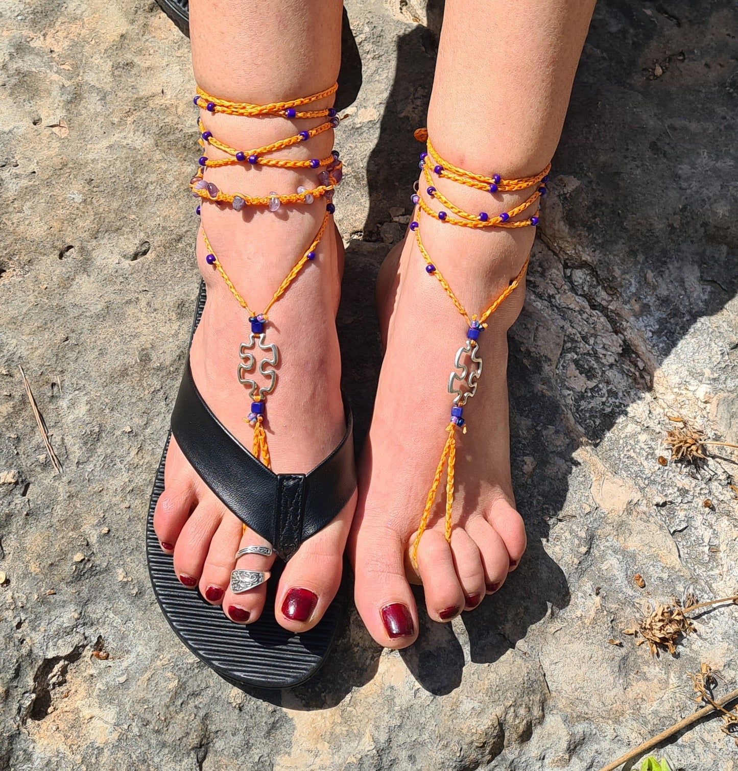 Boho Soul Sparkle – Handmade Boho Barefoot Sandals