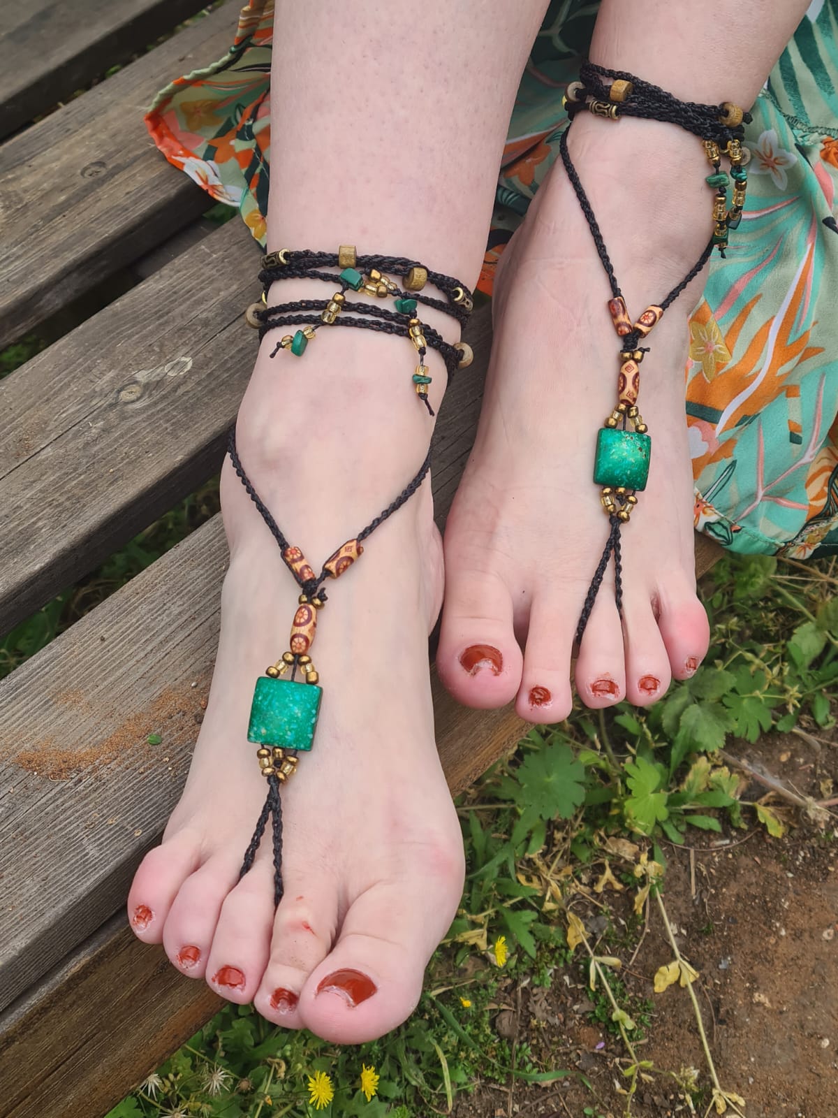 Sacred Steps – Natural Beads Barefoot Sandals