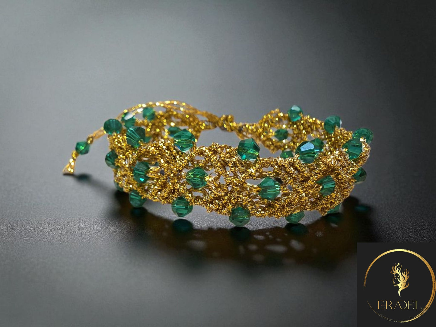 Boho Wrap Bracelet with Tiger's Eye Beads & Gold Leaf Charm