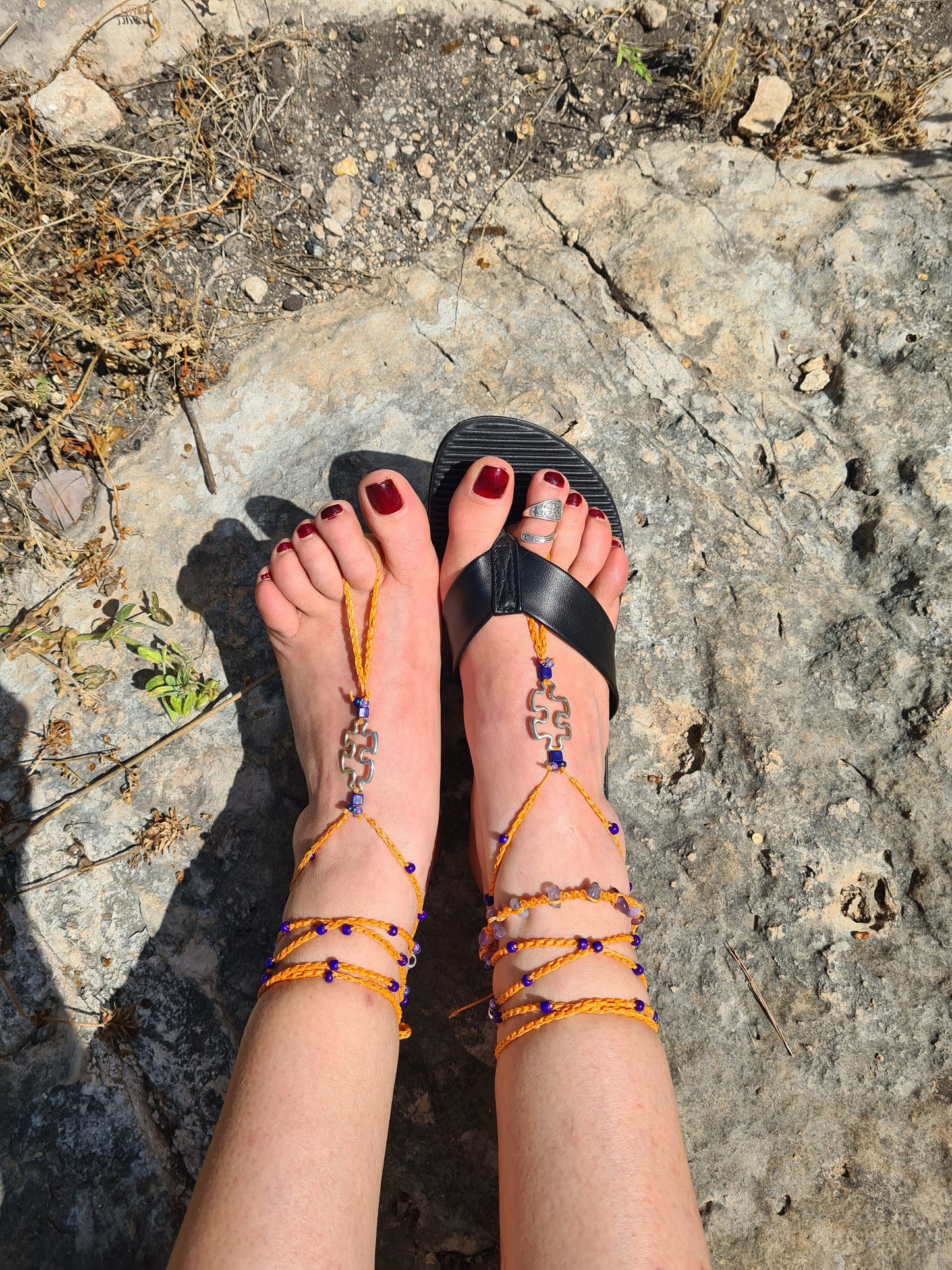 Boho Soul Sparkle – Handmade Boho Barefoot Sandals