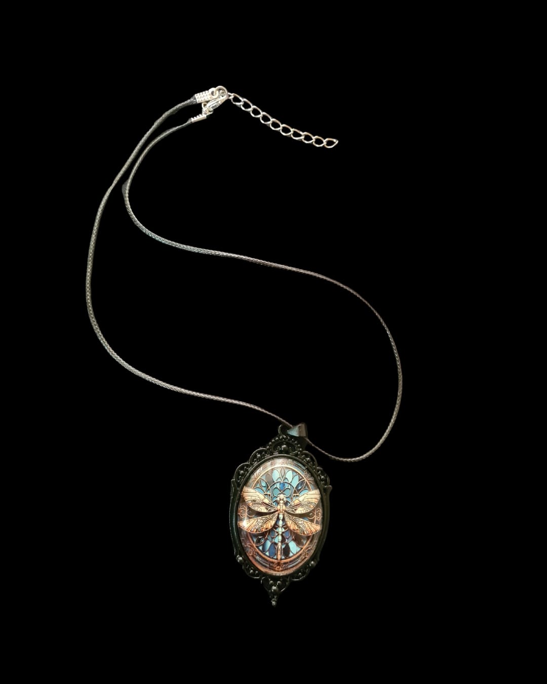 Stained Glass Dragonfly Pendant Necklace – Art Nouveau-Inspired Jewelry