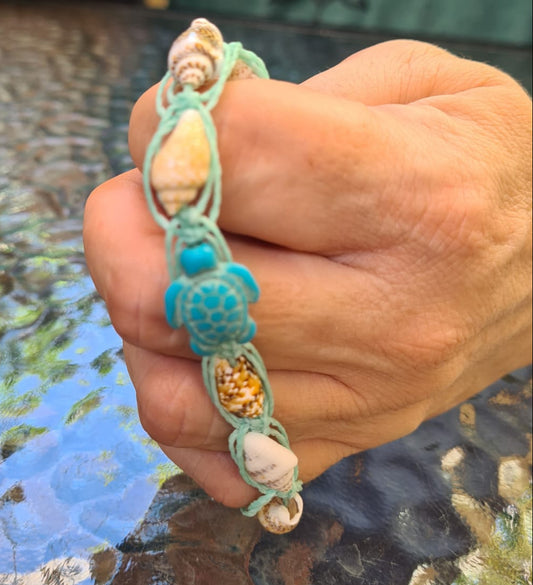 Men’s Handmade Sea Turtle & Shell Bracelet – Ocean Spirit Collection