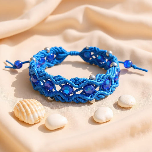 Azure Waves Boho Macrame Bracelet