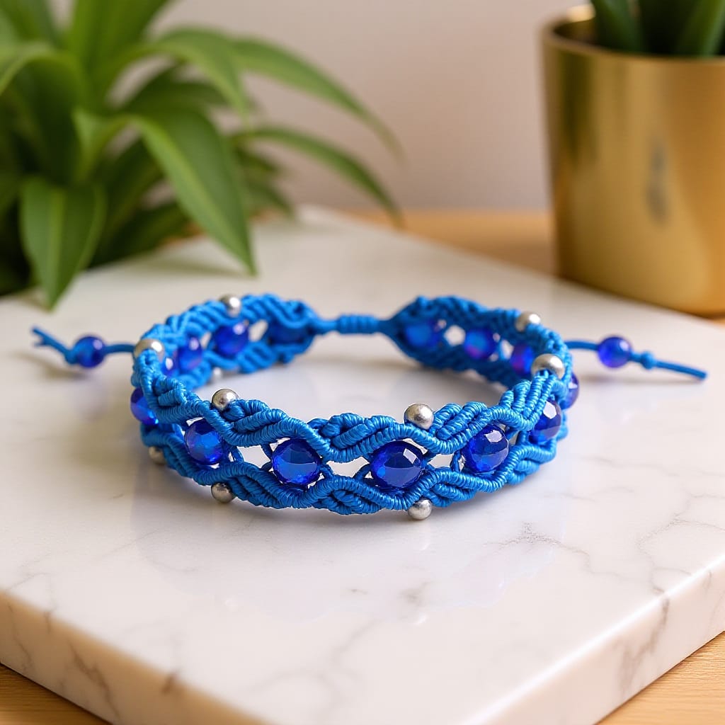 Azure Waves Boho Macrame Bracelet