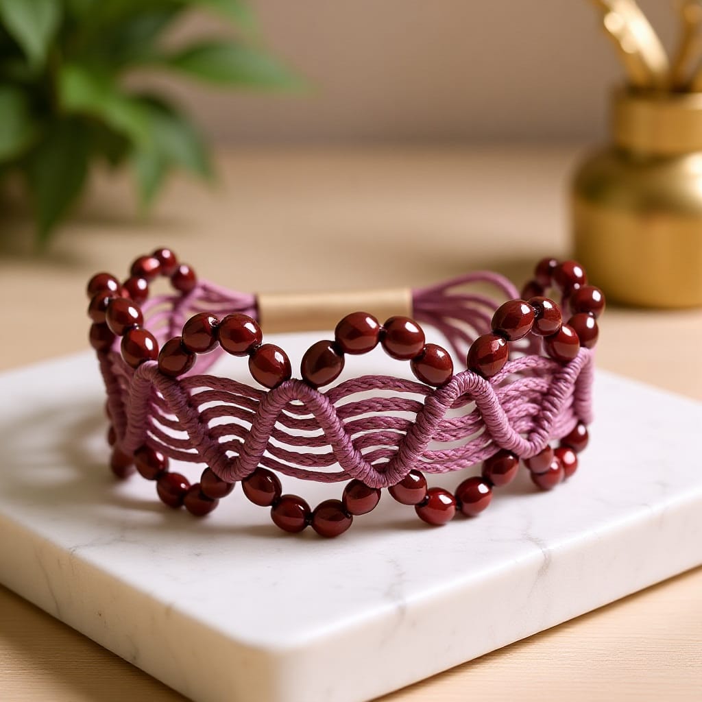 Boho Macramé Bracelet with Beads & Gold Accents — Adjustable, Handmade, Available in Multiple Colors