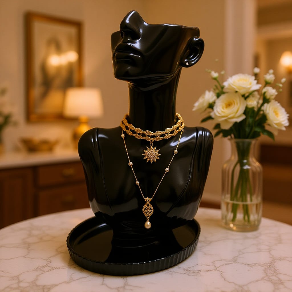 Celestial Gold Macramé Choker Necklace with Pearl Drop Pendant