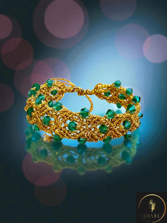 Boho Wrap Bracelet with Tiger's Eye Beads & Gold Leaf Charm