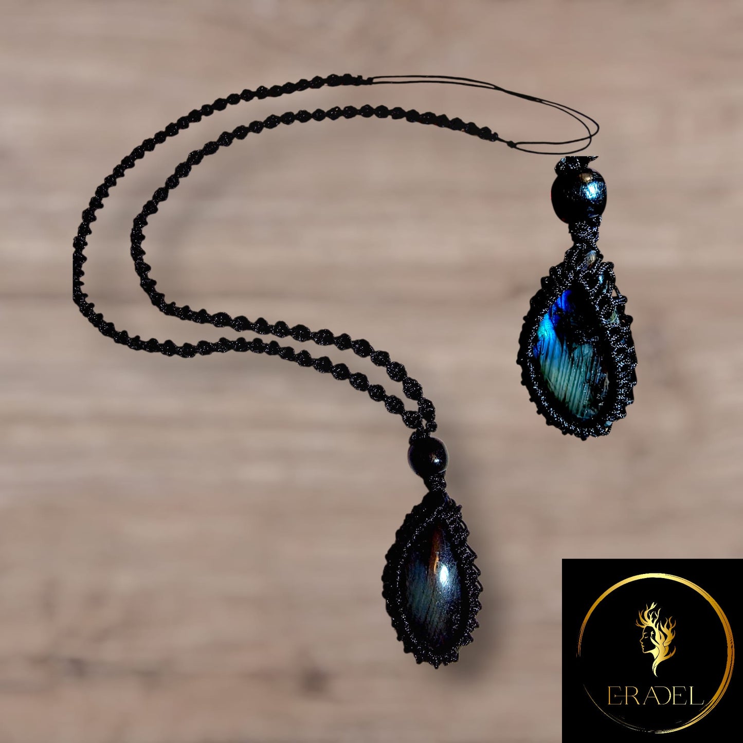 Mystical Labradorite Pendant Necklace – Handwoven Macramé | Natural Stone Jewelry by ERADEL