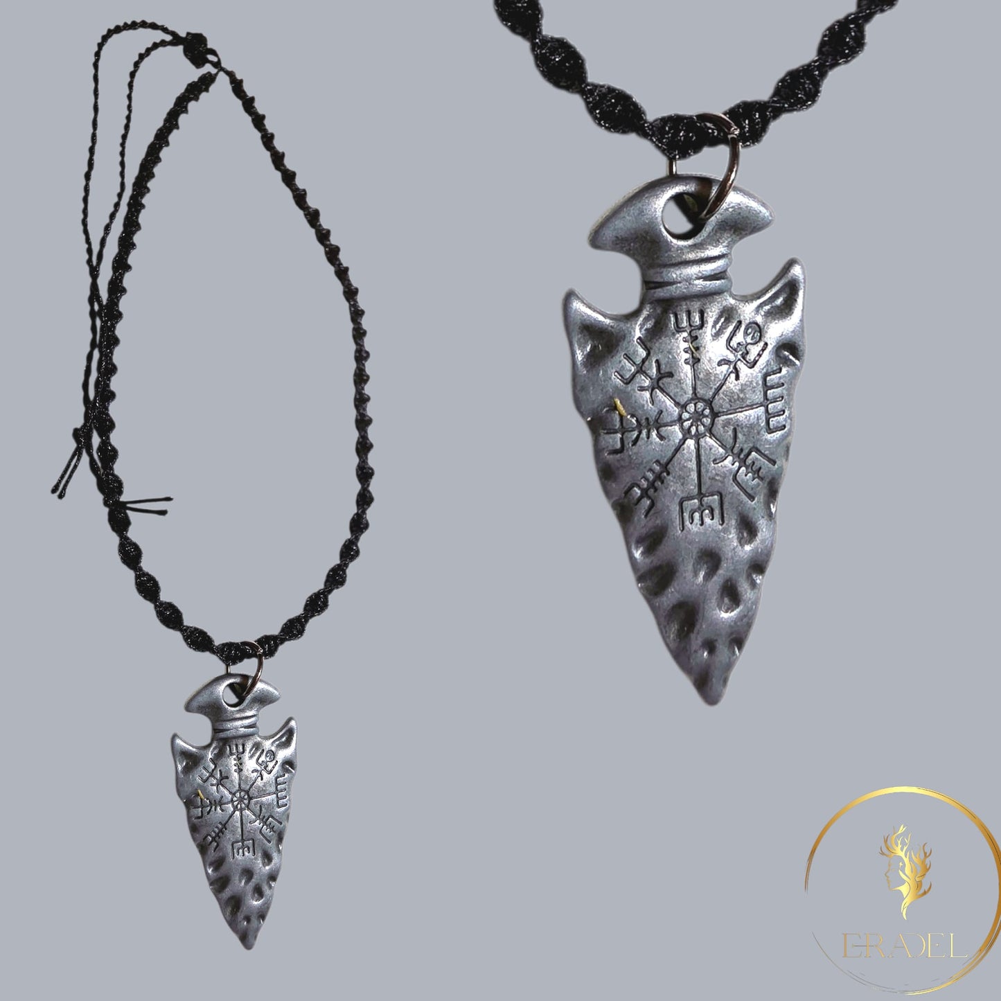 Spearhead Pendant Necklace with Norse Runes – For Men  Handmade | Adjustable Cord | Tribal & Viking Aesthetic