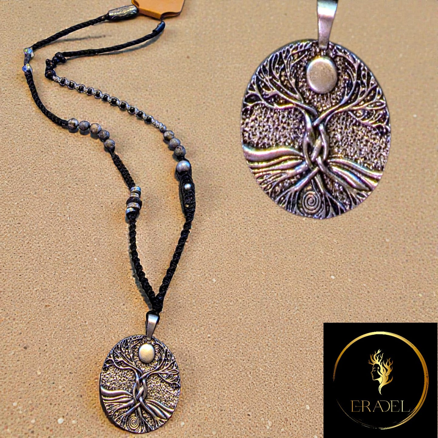 ree of Life Men’s Necklace with Onyx Beads – Handmade Boho Pendant Necklace | ERADEL Jewelry