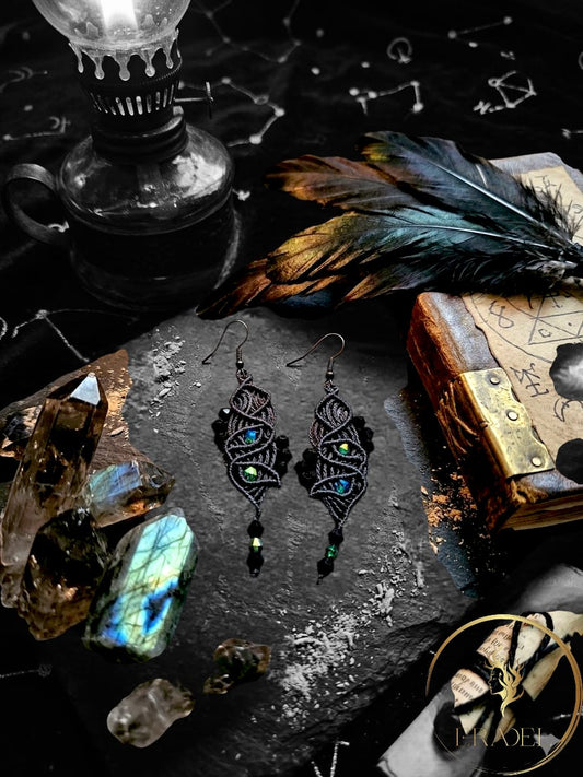 Midnight Nocturne Earrings 🌙 with Swarovsky Christals – Handmade Boho Statement Jewelry for Women