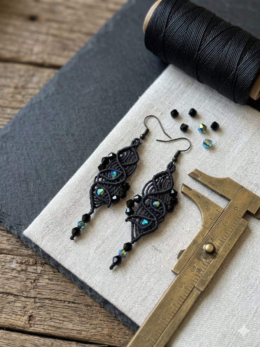 Midnight Nocturne Earrings 🌙 with Swarovsky Christals – Handmade Boho Statement Jewelry for Women